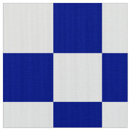 Royal Blue en White Checkerboard Pattern Fabric Stof