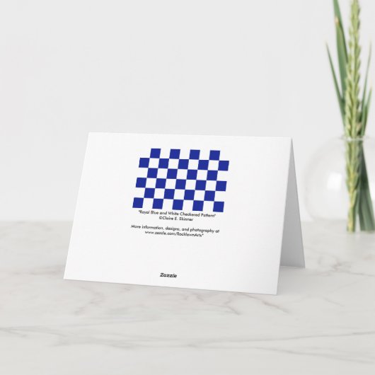Royal Blue en White Checkered Pattern Bedankkaart (Achterkant)