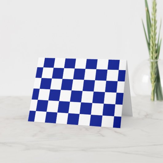 Royal Blue en White Checkered Pattern Bedankkaart (Voorkant)