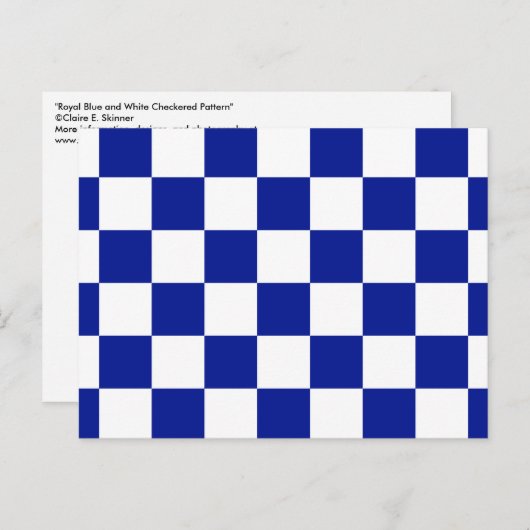 Royal Blue en White Checkered Pattern Briefkaart (Voorkant / Achterkant)