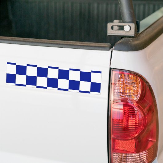 Royal Blue en White Checkered Pattern Bumpersticker (Op Truck)