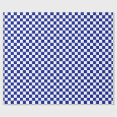 Royal Blue en White Checkered Pattern Cadeaupapier (Vlak)