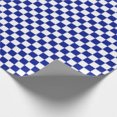 Royal Blue en White Checkered Pattern Cadeaupapier (Hoek)