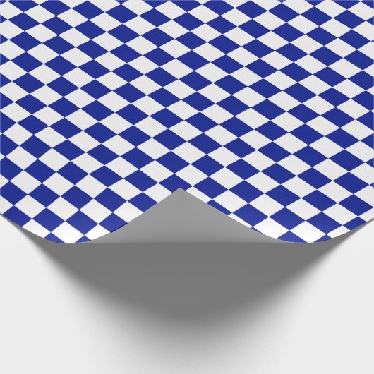 Royal Blue en White Checkered Pattern Cadeaupapier (Hoek)