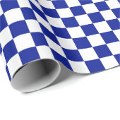 Royal Blue en White Checkered Pattern Cadeaupapier (Rol Hoek)