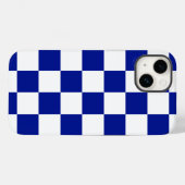 Royal Blue en White Checkered Pattern Case-Mate iPhone Case (Achterkant (horizontaal))
