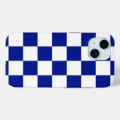 Royal Blue en White Checkered Pattern Case-Mate iPhone Case (Achterkant (horizontaal))