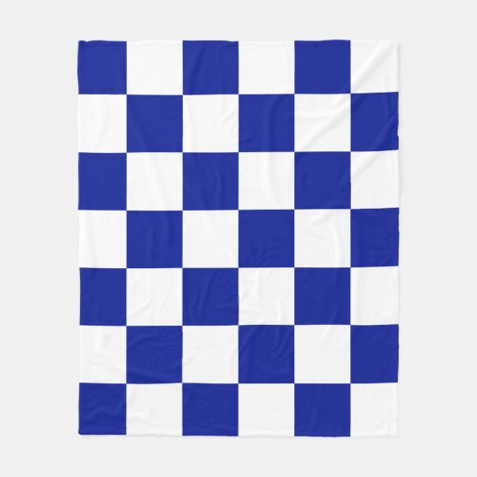 Royal Blue en White Checkered Pattern Fleece Deken (Voorkant)