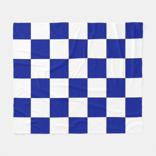 Royal Blue en White Checkered Pattern Fleece Deken (Voorkant (Horizontaal))