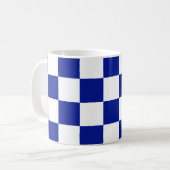Royal Blue en White Checkered Pattern Koffiemok (Voorkant links)
