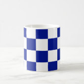 Royal Blue en White Checkered Pattern Koffiemok (Center)