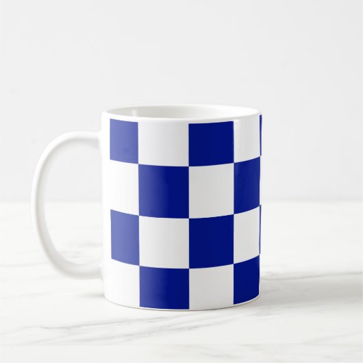 Royal Blue en White Checkered Pattern Koffiemok (Links)