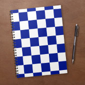 Royal Blue en White Checkered Pattern Notitieboek