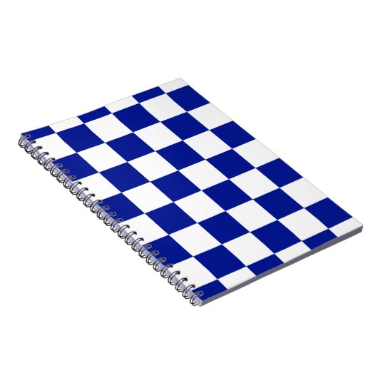 Royal Blue en White Checkered Pattern Notitieboek (Rechterzijde)