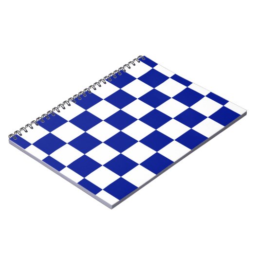 Royal Blue en White Checkered Pattern Notitieboek (Linkerzijde)