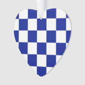 Royal Blue en White Checkered Pattern Ornament (voorkant)