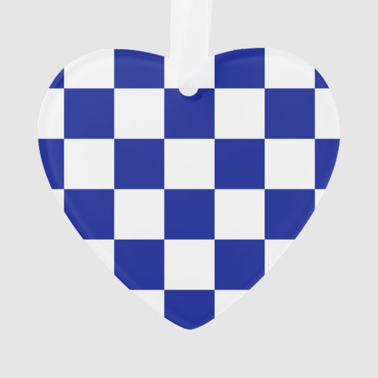Royal Blue en White Checkered Pattern Ornament (achterkant)
