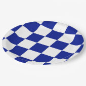 Royal Blue en White Checkered Pattern Papieren Bordje (Gekanteld)