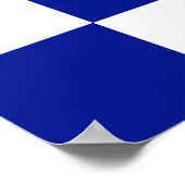 Royal Blue en White Checkered Pattern Poster (Hoek)