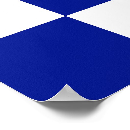 Royal Blue en White Checkered Pattern Poster (Hoek)