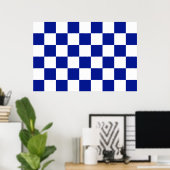 Royal Blue en White Checkered Pattern Poster (Thuiskantoor)