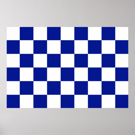 Royal Blue en White Checkered Pattern Poster (Voorkant)