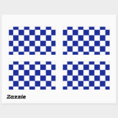Royal Blue en White Checkered Pattern Rechthoekige Sticker (Vel)