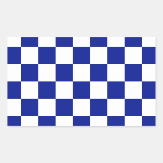 Royal Blue en White Checkered Pattern Rechthoekige Sticker (Voorkant)