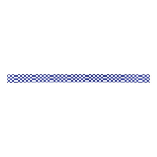 Royal Blue en White Checkered Pattern Satijnen Lint (Voorkant)