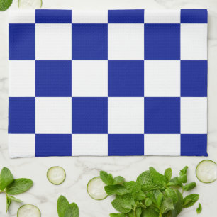 Royal Blue en White Checkered Pattern Theedoek