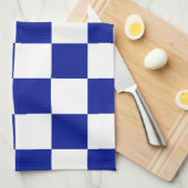 Royal Blue en White Checkered Pattern Theedoek (Quarter Fold)