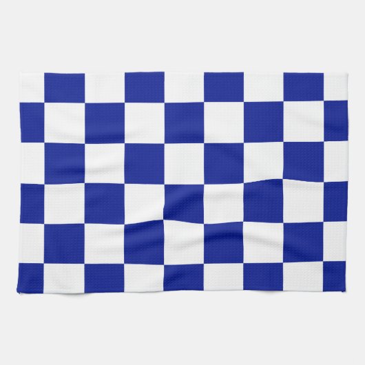 Royal Blue en White Checkered Pattern Theedoek (Horizontaal)
