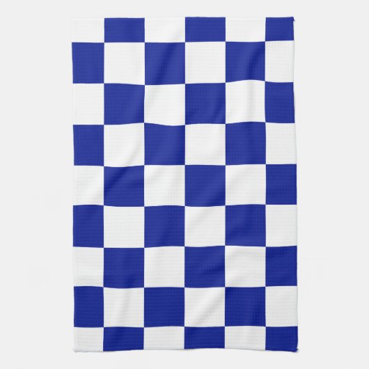 Royal Blue en White Checkered Pattern Theedoek (Verticaal)