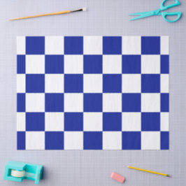 Royal Blue en White Checkered Pattern Tissuepapier