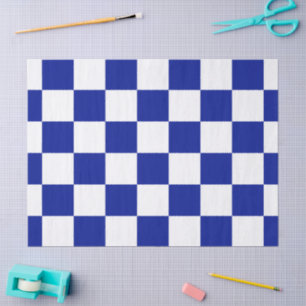 Royal Blue en White Checkered Pattern Tissuepapier