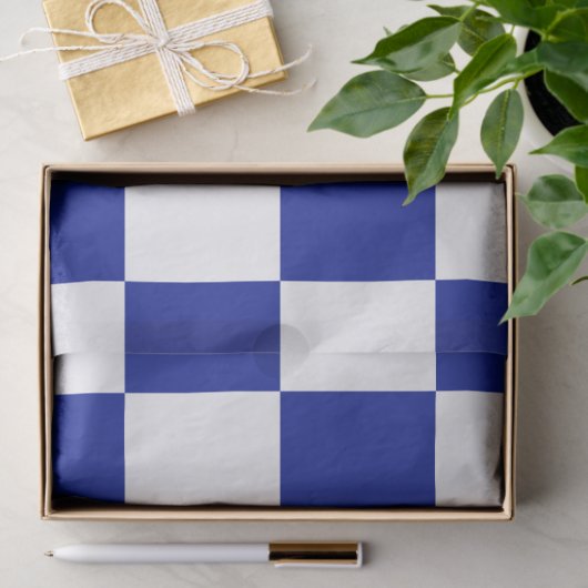 Royal Blue en White Checkered Pattern Tissuepapier (Geschenk)