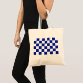 Royal Blue en White Checkered Pattern Tote Bag (Voorkant (product))