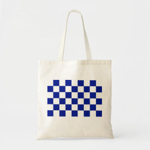 Royal Blue en White Checkered Pattern Tote Bag
