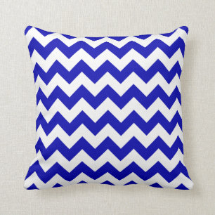 Royal Blue en White Chevron Kussen
