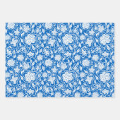Royal Blue en White Cross Stitch Floral Inpakpapier Vel (Voorkant 2)