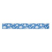 Royal Blue en White Cross Stitch Floral Satijnen Lint (Voorkant)