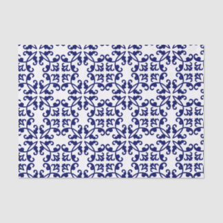 Royal Blue en White Damask Pattern Tissuepapier