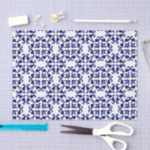 Royal Blue en White Damask Pattern Tissuepapier (Craft)