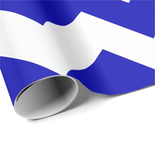 Royal Blue en White Extra Large Chevron Cadeaupapier (Rol Hoek)