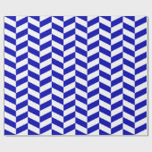 Royal Blue en White Extra Large Herringbone Cadeaupapier (Vlak)