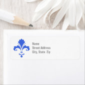 Royal Blue en White Fleur-de-lis Etiket (Insitu)