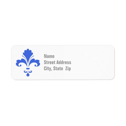 Royal Blue en White Fleur-de-lis Etiket (Voorkant)