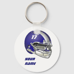 Royal Blue en White Football Helmet Sleutelhanger