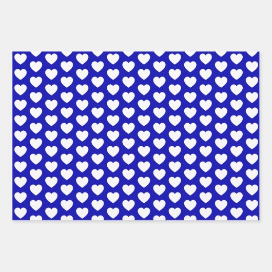Royal Blue en White Hearts Inpakpapier Vel (Voorkant 2)
