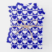 Royal Blue en White Hearts Inpakpapier Vel (In situ)